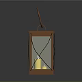 Rustic Lantern Design With Glass Panels Handle And Lit Candle