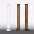 White And Wooden Columns Interior Design With Natural Wood Grain Details