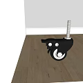 Black Caster Wheel With Brake Threaded Stem And Metal Bearing On Wooden Floor
