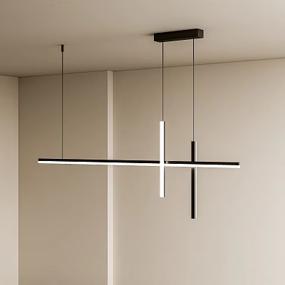 Modern Cross Linear Design Pendant Light in Black and White Modern Minimalist Interior Ceiling 3d model