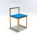 Stylish Single Chair With Gold Frame And Blue Cushioned Seat Design
