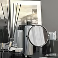Stylish Wash Daily Essentials With Diffusers Mirrors Jars Towels And Art Prints 3d model