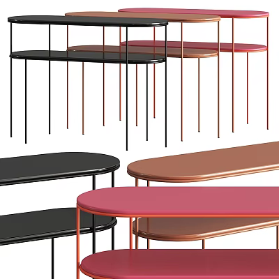 Stylish Console Tables Black Brown Pink Oval Top Thin Legs Modern Design Home Decor Accent 3d model