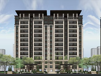 New Chinese-style Residential District High-rise Residential 3d model