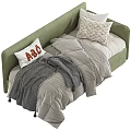 Stylish Pink And Green Sofa Bed Interior With Decorative Pillows And Soft Blankets