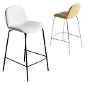 Modern Bar Stools With White And Beige Upholstered Seats And Sleek Metal Legs Design
