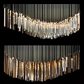 Modern Luxury Chandelier With Hanging Crystal Strips And Illuminated Glowing Design
