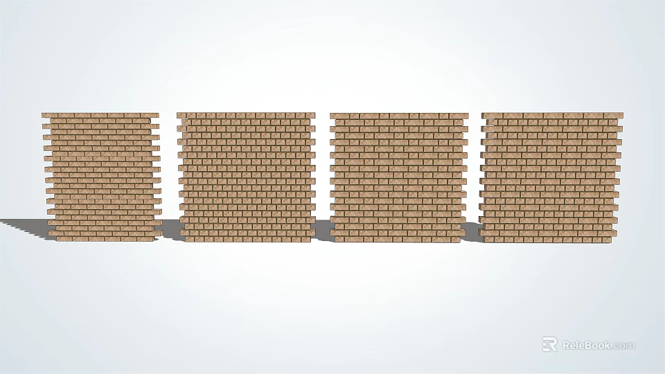 Brick Building Exterior Wall Design Featuring Layered Brick Arrangement And Structural Pattern 3d model