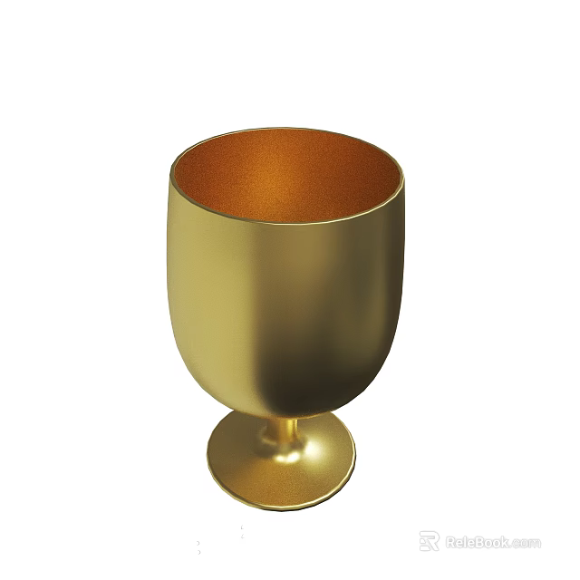 Shiny Golden Goblet With Smooth Surface And Round Base Design 3d model 