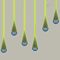 Black Pendant Lights With Long Thin Rods And White Bulb Bases On Grey Background 3d model