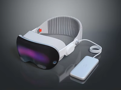 Modern White VR Headset With Ergonomic Design Charging Case Cable And High Resolution 3d model