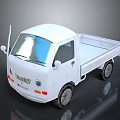 White Small Truck With Open Cargo Bed And Front Grille Design Features