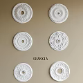White Decorative Ceiling Medallions With Various Intricate Design Patterns for Home Decoration 3d model