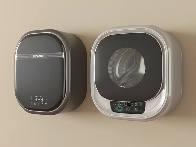 Sharp Wall Mounted Washing Machines With Black And White Design Digital 3d model
