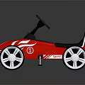 Red Kids Go Kart With Flame Design Black Seat And White Wheels