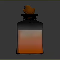 Decorative Glass Bottle With Orange Liquid Wooden Cork And Glowing Effect