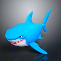 Cartoon Shark Toy Figure With Blue Body Smiling Face And Playful Design