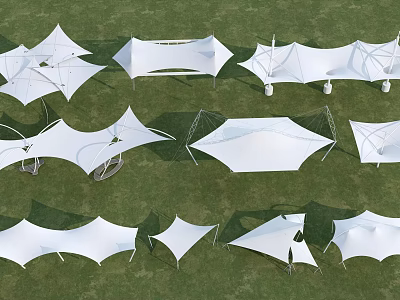 Various Tensile Membrane Structures With Different Architectural Shapes And Outdoor Designs 3d model