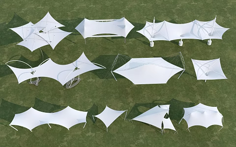 Modern Tensioned Film Shed Awning Canopy Special-shaped Tensioned Film Parking Shed 3d model