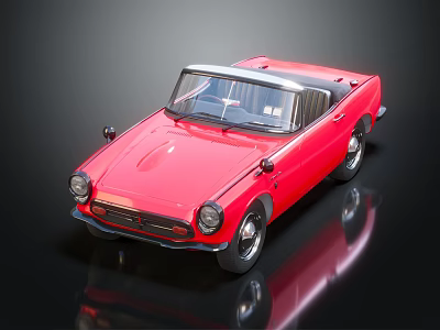 Vintage Red Convertible Car With Classic Body Design And Open Top 3d model
