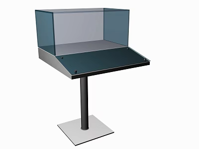 Modern Display Cabinet With Transparent Glass Cover And Metal Square Stand Base 3d model
