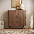 Modern Walnut Wooden Shoe Cabinet With Stylish Slanted Door For Entryway Home Shoe Storage