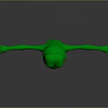 Green Cartoon Frog Character With Big Eyes Orange Mouth And Blue Underwear Standing Arms Outstretched