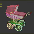Modern Stroller Children's Carriage Toddler Stroller 3d model