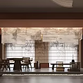 Elegant Traditional Private Room Interior With Wooden Furniture And Landscape Screen