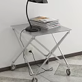 Stainless Steel Folding Coffee Table With Wheels And Coffee Cup Croissant Jars
