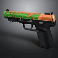 Stylish Orange Green Camouflage Pistol With Black Grip And Tactical Design