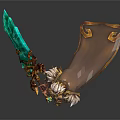 Fantasy Warrior In Golden Armor With Green Glowing Weapon And Mythical Creature