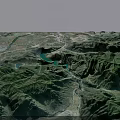 Comprehensive Aerial Planning for Mountainous Landscape with Green Lake Roads and Topographic Details