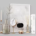 Modern Decorative Ornament Set With Pampas Grass Candles Ceramic Vases Picture Frame And Mirror Accents