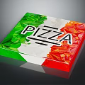 Green White Red Geometric Pattern Pizza Design With Modern Creative Typography 3d model