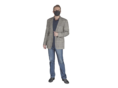 Casual suit men wearing masks men 3d model