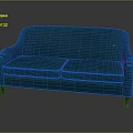 Modern Teal Two-Seater Sofa Upholstered In Fabric With Wooden Legs