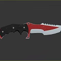 Tactical Red And Black Knife With Serrated Blade Carbon Fiber Handle Reflective Finish