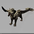 Mythical Creature Character With Brown Body Red Eyes Horned Appendages And Scaled Features