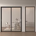 Modern Interior Sliding Doors With Clear Glass And Ribbed Panel Design 3d model
