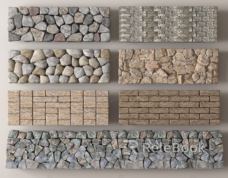 Natural block stone wall stone wall stone masonry stone wall rubble wall dry stone wall model