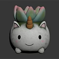 Cute Unicorn Shaped Succulent Planter With Pink Green Leaves and Smiling Face for Home Decor