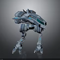 Futuristic 3D Mechanical Creature With Blue White Armor And Detailed Robot Structure 3d model