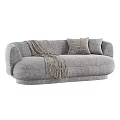 Plush Curved Linen Loveseat Sofa With Decorative Pillows And Tassel Throws For Cozy Living Room