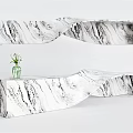 Modern Marble Reception Desk With Wavy Curved Shape Green Vase On Top
