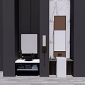 Modern Bathroom Vanity With Marble Countertop Mirror And Storage Cabinets