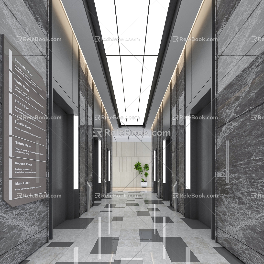 Elevator Hall Hall 3d model