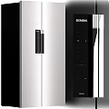 Modern Black and Silver Double Door Refrigerator Freezer With Sleek Design