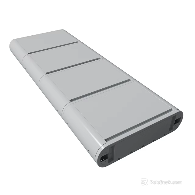 Gray Long Rectangular Panel Device With Multiple Sections And End Interfaces 3d model 