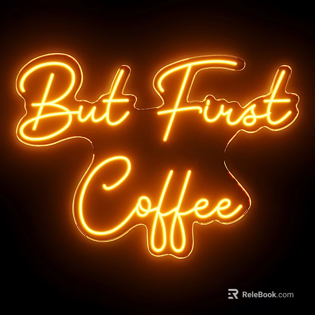 Neon Decorative Light with But First Coffee Text in Warm Glow for Home Wall Decoration 3d model 